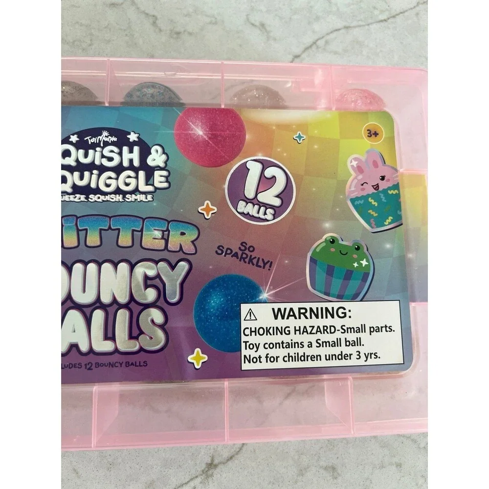 Toy Mania Glitter Squish & Squiggle Bouncy Balls 12-Pack